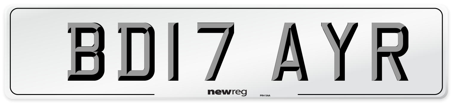 BD17 AYR Number Plate from New Reg